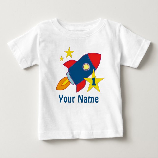 De Bebé 1r Camiseta personalizada Rocket del cumpleaños (Anverso)