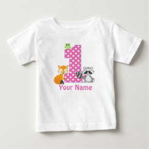 De Bebé 1r Camiseta personalizada rosa del arbolado del