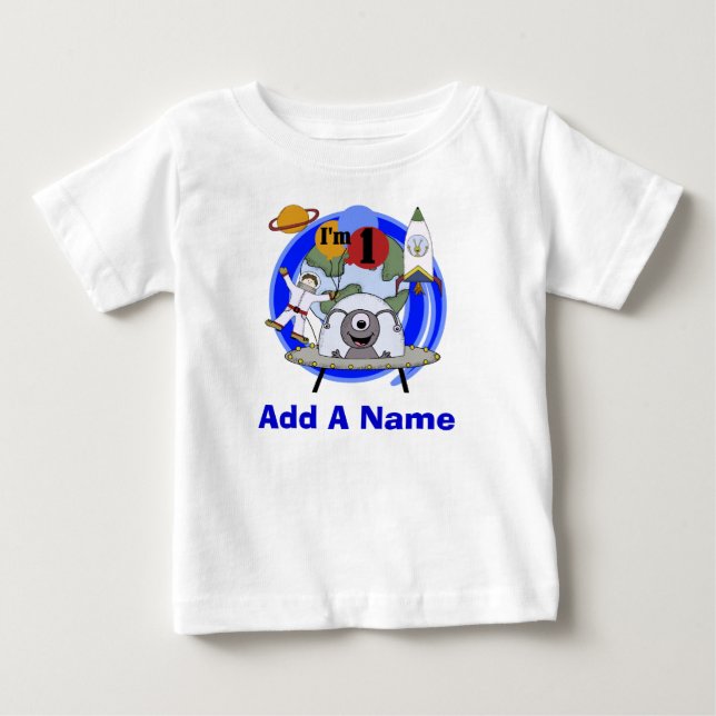 De Bebé 1ra camiseta personalizada del cumpleaños del (Anverso)