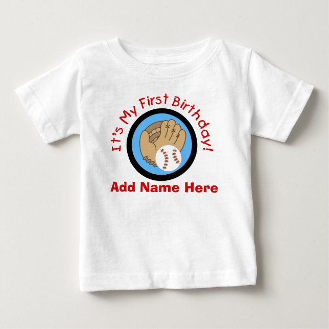 De Bebé 1ra camiseta personalizada del cumpleaños del (Anverso)