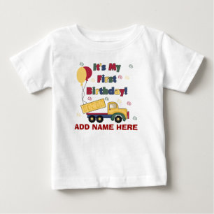 De Bebé 1ra camiseta personalizada del cumpleaños del