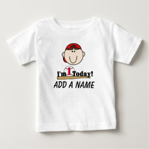 De Bebé 1ra camiseta personalizada del cumpleaños del