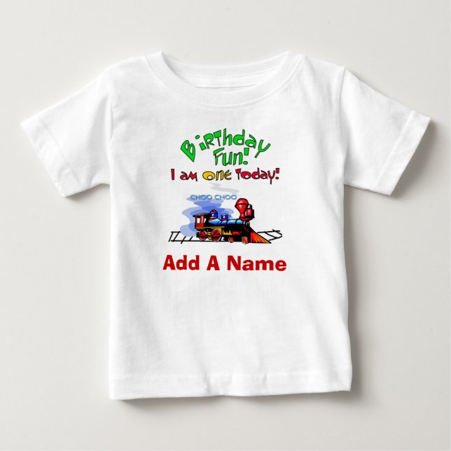 De Bebé 1ra camiseta personalizada del cumpleaños del tren (Anverso)
