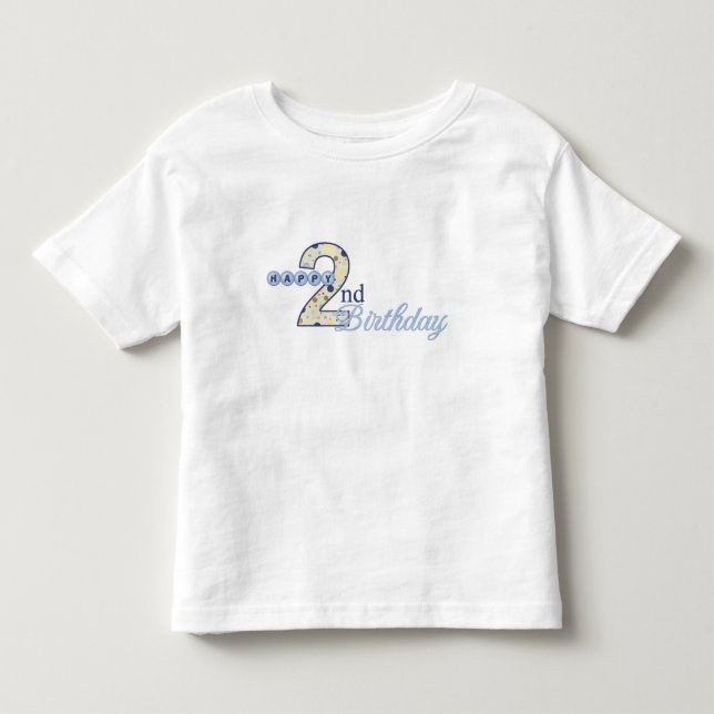 De Bebé 2da camiseta feliz del azul del cumpleaños (Anverso)