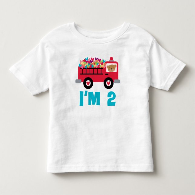 De Bebé 2do Camiseta del niño del bombero del Firetruck (Anverso)