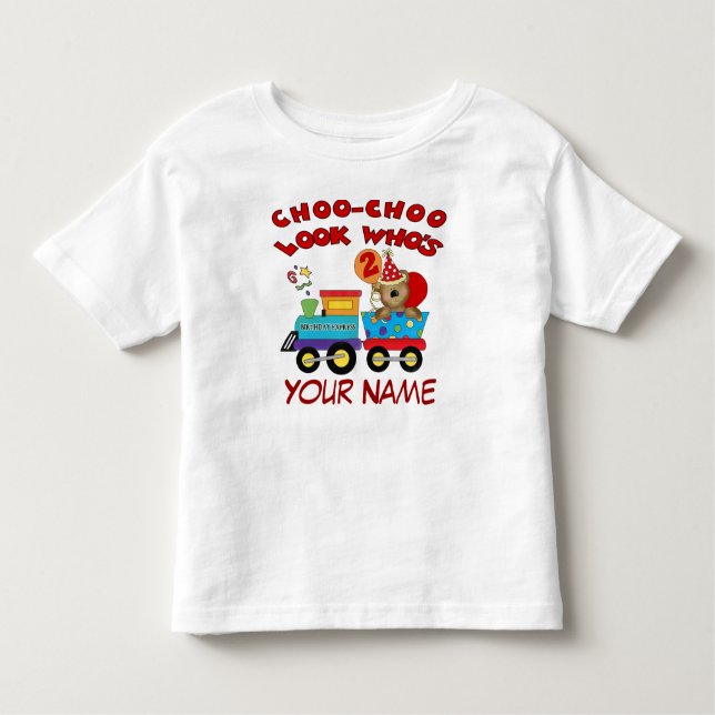 De Bebé 2do camiseta personalizada del oso del cumpleaños (Anverso)