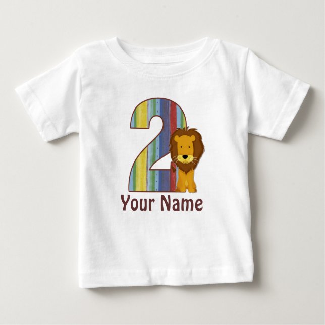 De Bebé 2do Camiseta personalizada león del cumpleaños (Anverso)