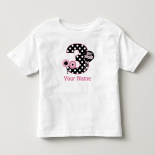 De Bebé 3.ª camiseta personalizada con puntos negros rosad