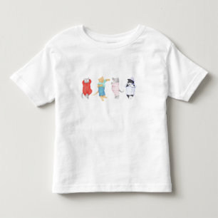 De Bebé 4 GATOS CON PIJAMAS Camiseta para niños pequeños
