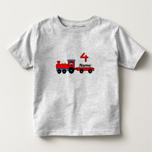 De Bebé 4to Camiseta personalizada cumpleaños del tren (Anverso)