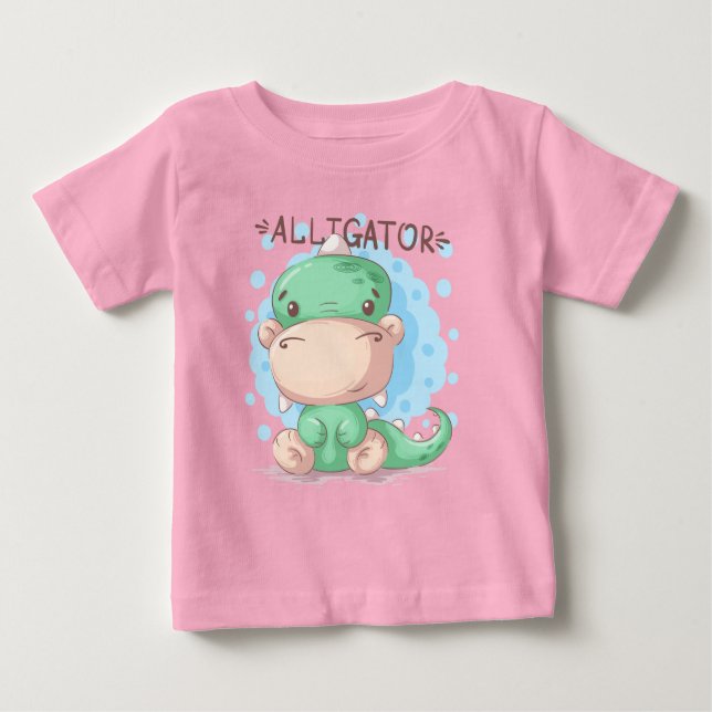 De Bebé Adorables Cute Alligator Para Niños Camiseta (Anverso)
