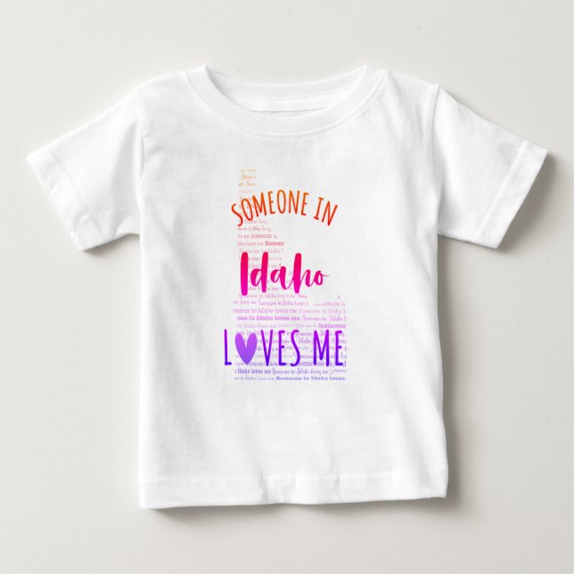 De Bebé Alguien En Idaho Me Ama Mapa Camiseta Para Bebés (Anverso)