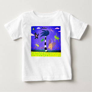 De Bebé Animales En La Camiseta Del Viento