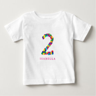 De Bebé Arcoiris colorido 2º / 2º cumpleaños Camiseta