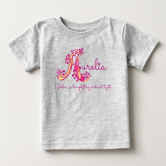 De Bebé Aurelia chicas nombre y significa camiseta monogra (Anverso)