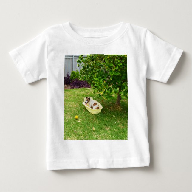 De Bebé Baño Fox Terrier, camiseta para bebés (Anverso)