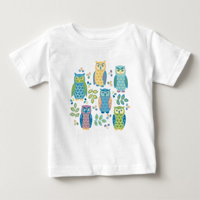 De Bebé Bechuzas coloridas, pequeña camiseta (Anverso)