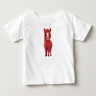 De Bebé Caballo castaño rojo adorable | camiseta blanca pa