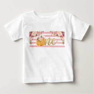 De Bebé Calabaza primer cumpleaños, camiseta ONE - franja