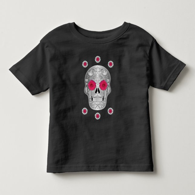 De Bebé Calavera cromada (rosa rosado) Camiseta pequeña (Anverso)