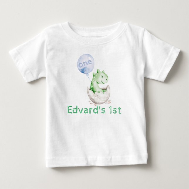 De Bebé Camiseta 1er cumpleaños Niño Dinosaurio (Anverso)