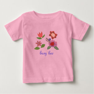 De Bebé Camiseta abeja ocupada rosa
