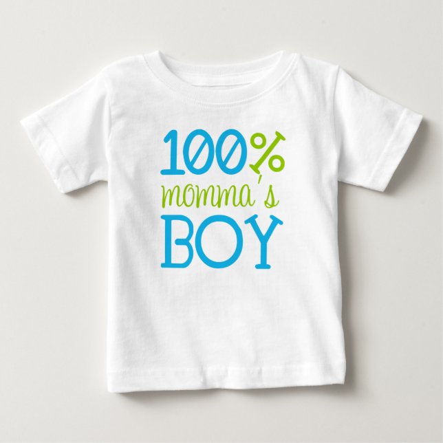 De Bebé Camiseta Adorable "100% Momma's Boy" (Anverso)