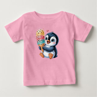 De Bebé Camiseta Adorable Pingüino con Helado para Niños L