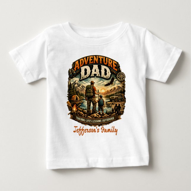 De Bebé Camiseta Adventure Dad – Camping al aire libre vin (Anverso)