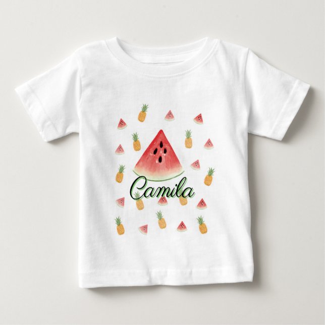 De Bebé Camiseta "Babero Dulce Tropical - Sandía & Piña"  (Anverso)