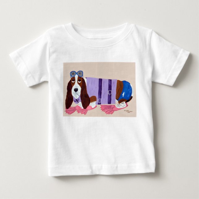 De Bebé Camiseta Basset Hound en Aletas (Anverso)