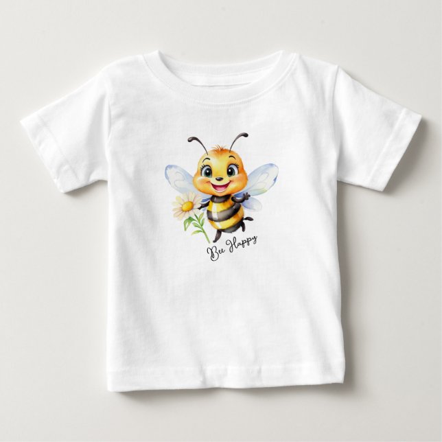 De Bebé Camiseta Bee Happy (Anverso)