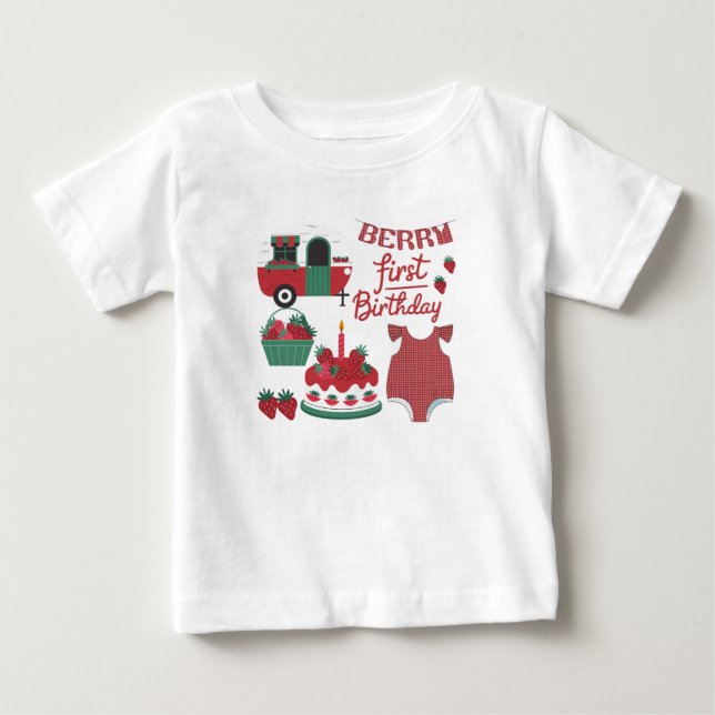 De Bebé Camiseta Berry First Birthday (Anverso)