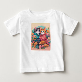 De Bebé camiseta blanca dos hermosos gatos