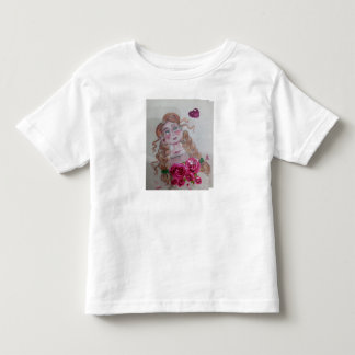 De Bebé camiseta blanca media manga con chica muchas flore