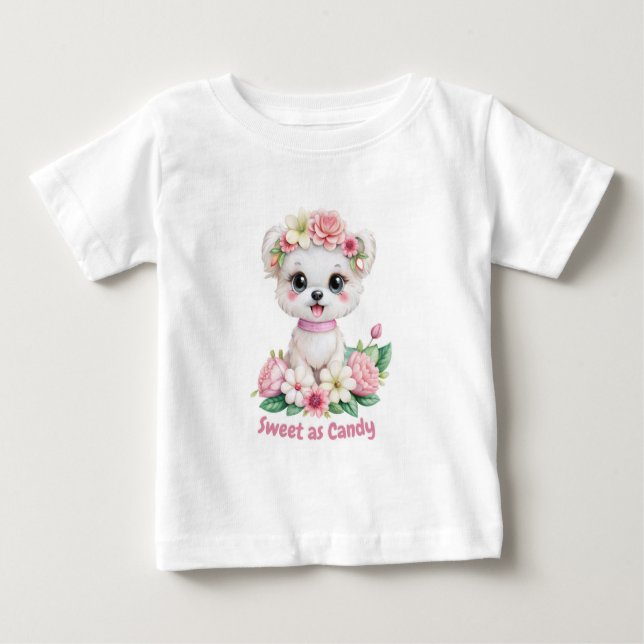 De Bebé Camiseta Cachorro Lindo Dulce como Caramelo (Anverso)