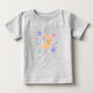 De Bebé Camiseta Celestial Luna y Estrellas Pastel Adorabl
