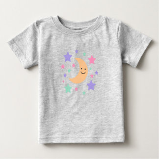 De Bebé Camiseta Celestial Luna y Estrellas Pastel Adorabl