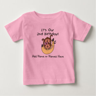 De Bebé Camiseta Chica y niño gemelo monkey personalizado