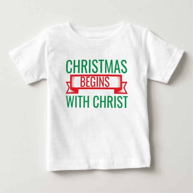 De Bebé Camiseta con capucha Christmas Begins with Christ- (Anverso)