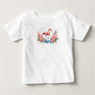 De Bebé Camiseta con flamenco rosa y flores para niña.