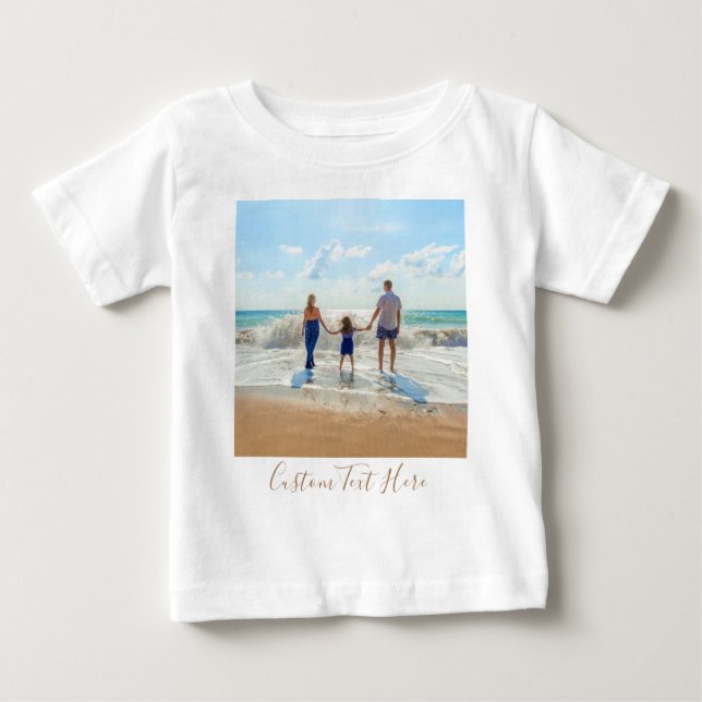 De Bebé Camiseta con Foto Texto Personalizado (Anverso)