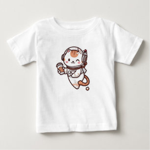 De Bebé Camiseta con gatito en el espacio 