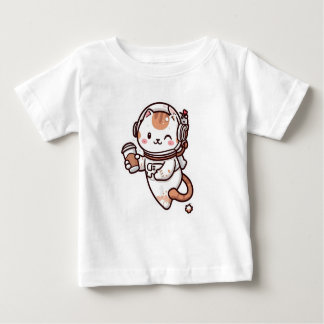 De Bebé Camiseta con gatito en el espacio 