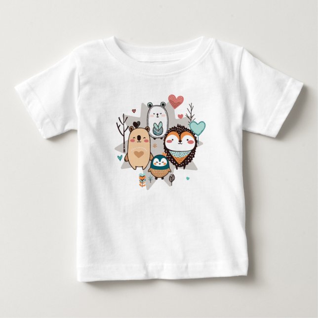 De Bebé Camiseta con un lindo ilustracion (Anverso)