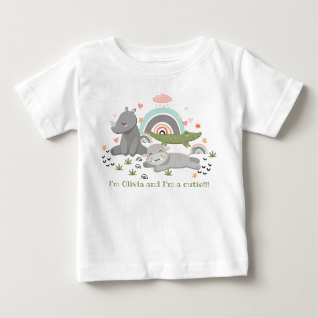 De Bebé Camiseta con un lindo ilustracion (Anverso)