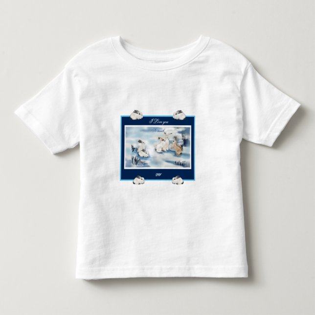 De Bebé Camiseta conejos adorables dibujo digital  (Anverso)