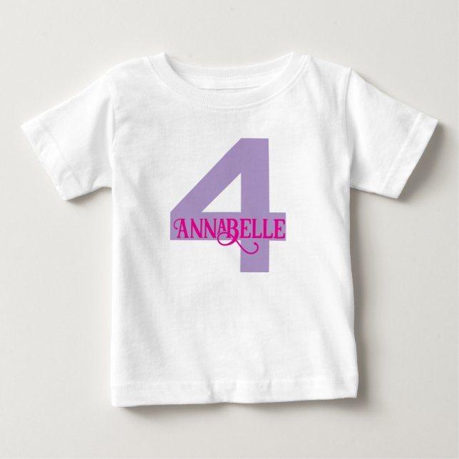 De Bebé Camiseta cuarto cumpleaños niña (Anverso)