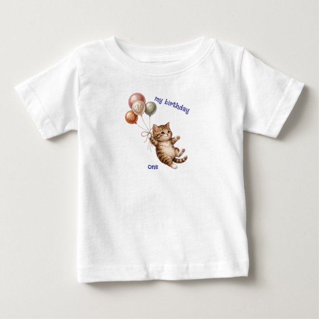 De Bebé Camiseta Cumpleaños Felino Adorable (Anverso)