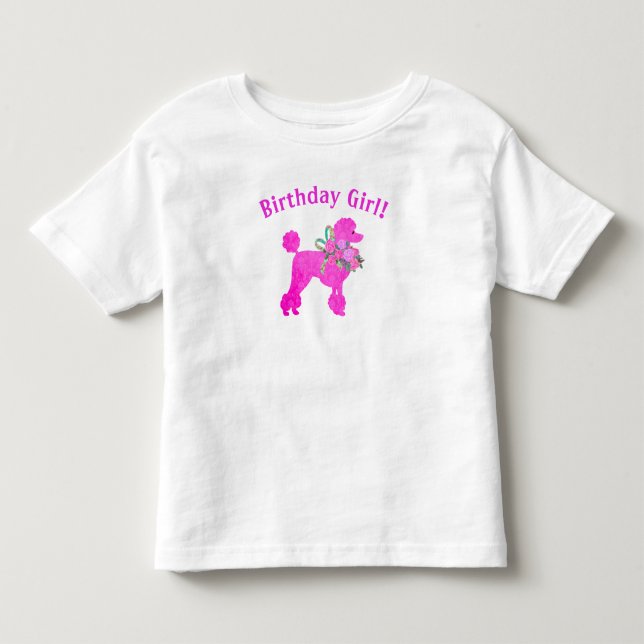 De Bebé Camiseta Cumpleaños Niña Caniche Rosa (Anverso)